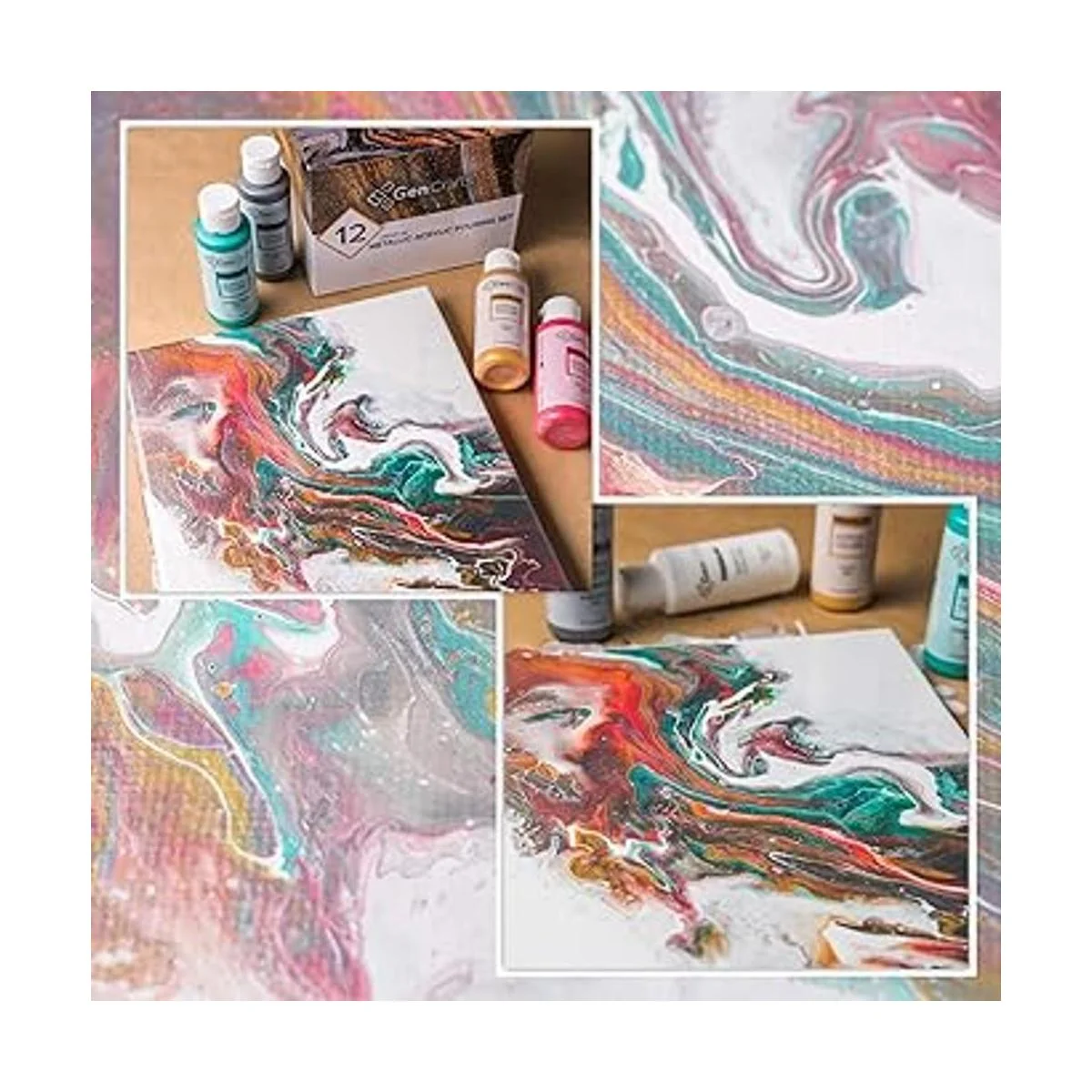 GenCrafts Juego de pintura acrílica metalizada para_5