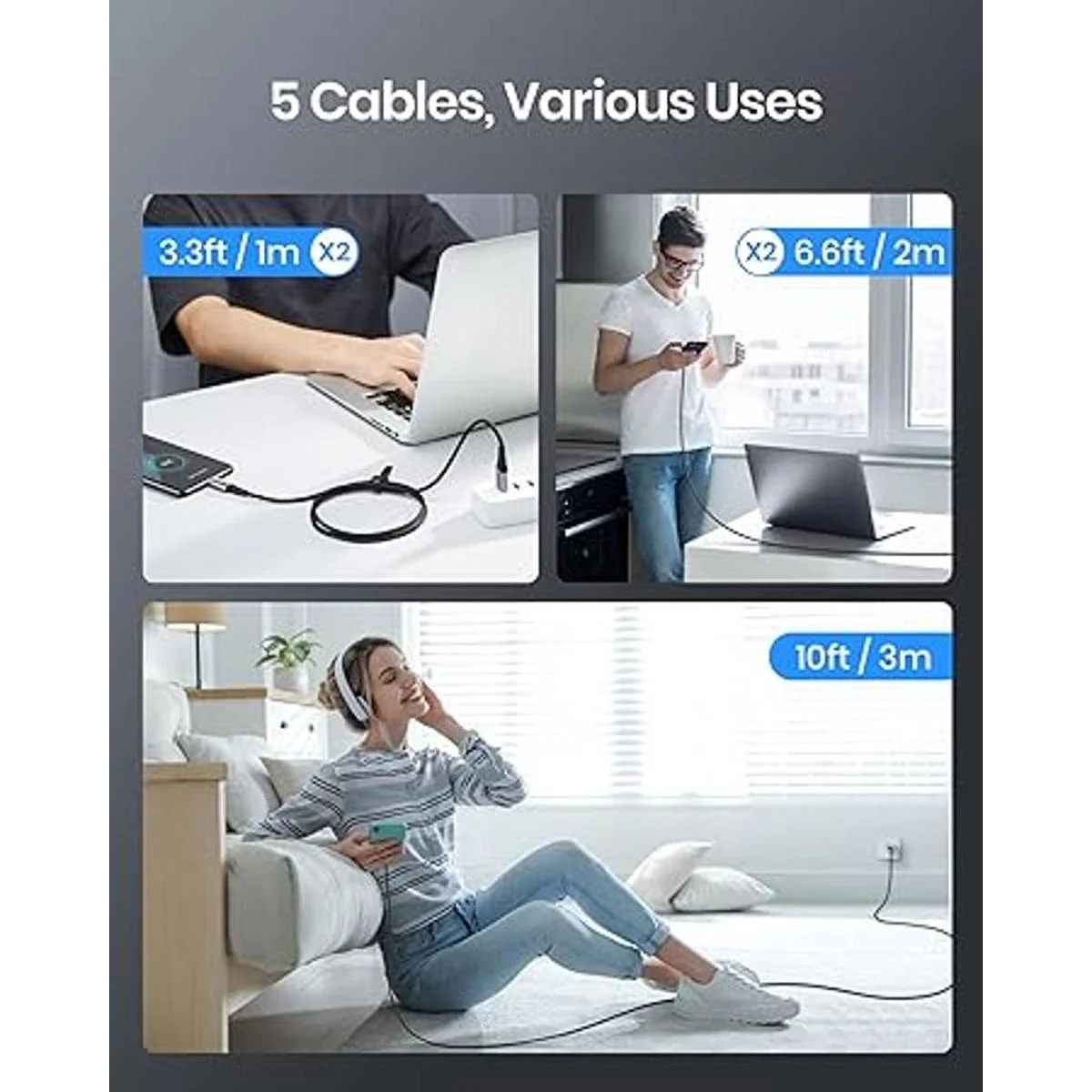 Cable USB C INIU Paquete de 5 cables USB tipo C de carga_6