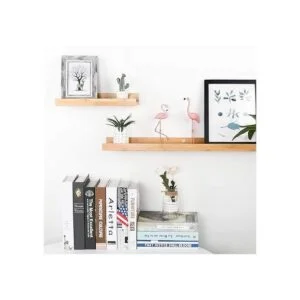 Estantes flotantes de bambú natural de YOYAI montado en la