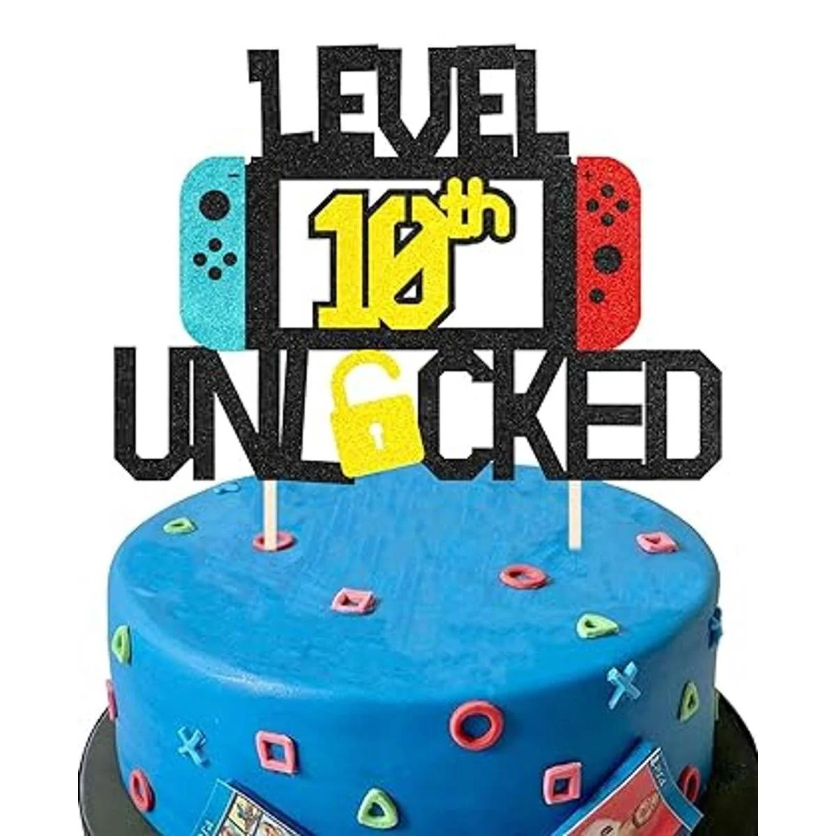 KAPOKKU Nivel 10th Cake Topper para videojuegos temáticos
