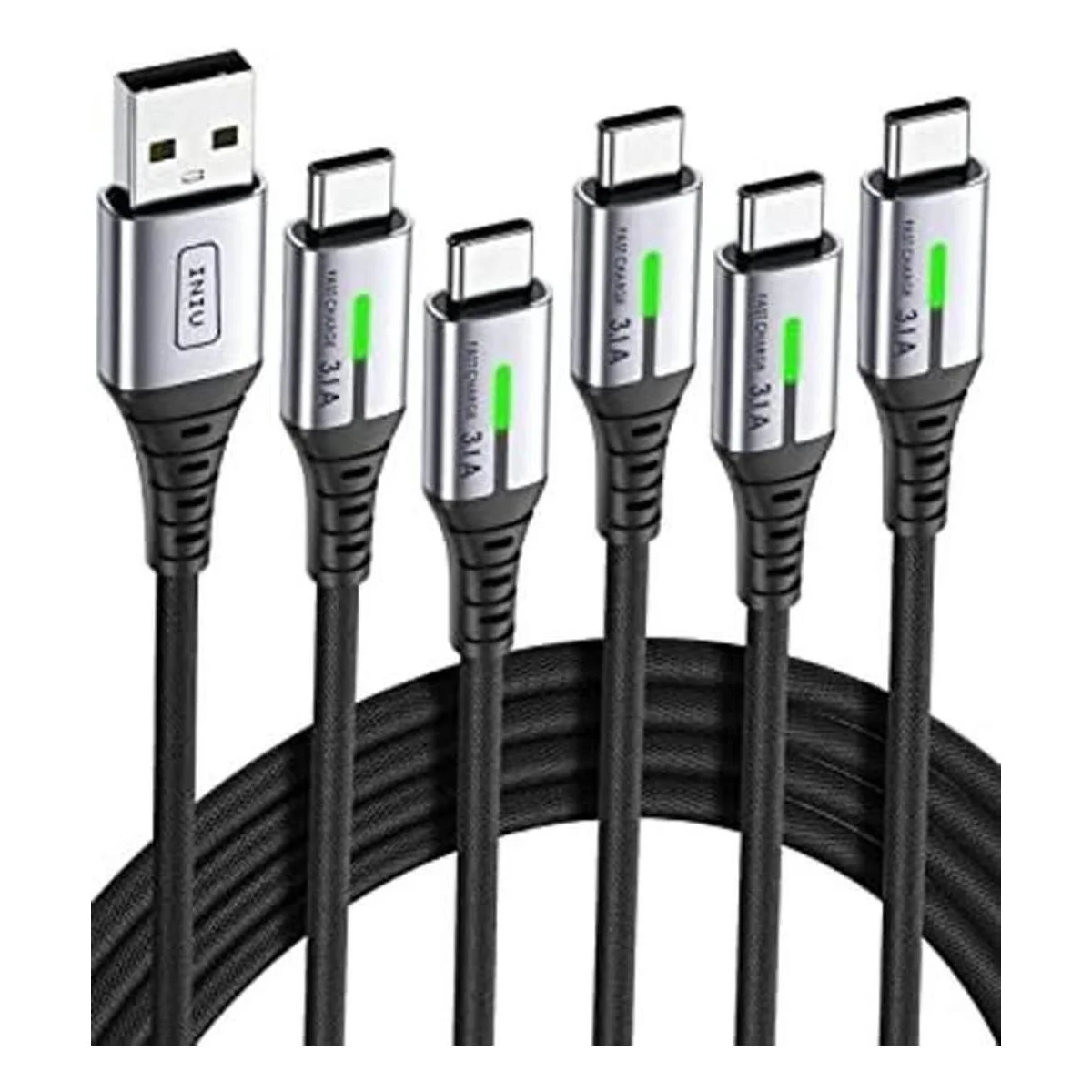 Cable USB C INIU Paquete de 5 cables USB tipo C de carga_1