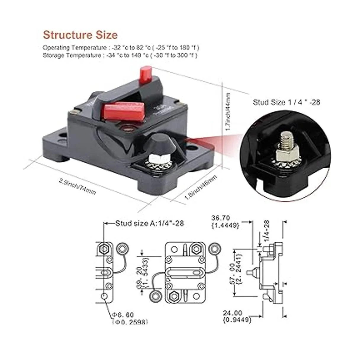 Erayco Disyuntor de 40 amperios con reinicio manual_5