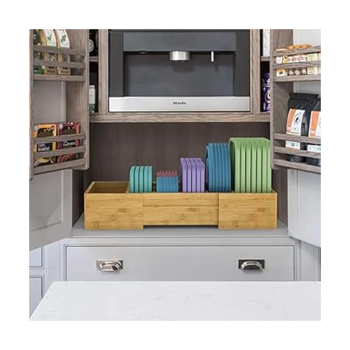 Organizador de tapa de contenedor de alimentos de bambú_6