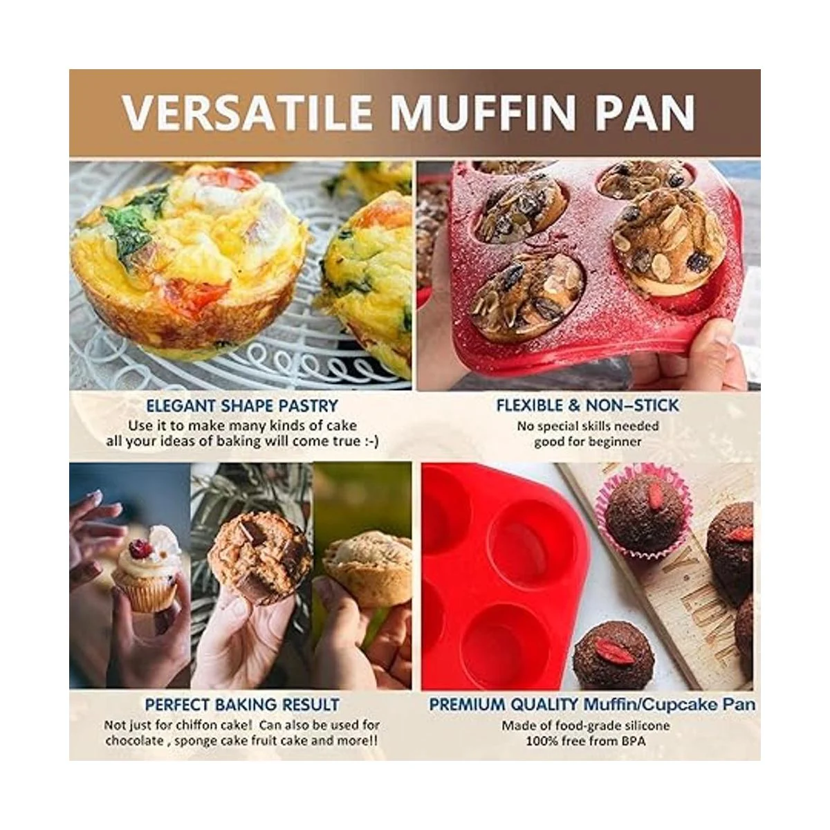 Molde de silicona para magdalenas de 6 tazas bandeja