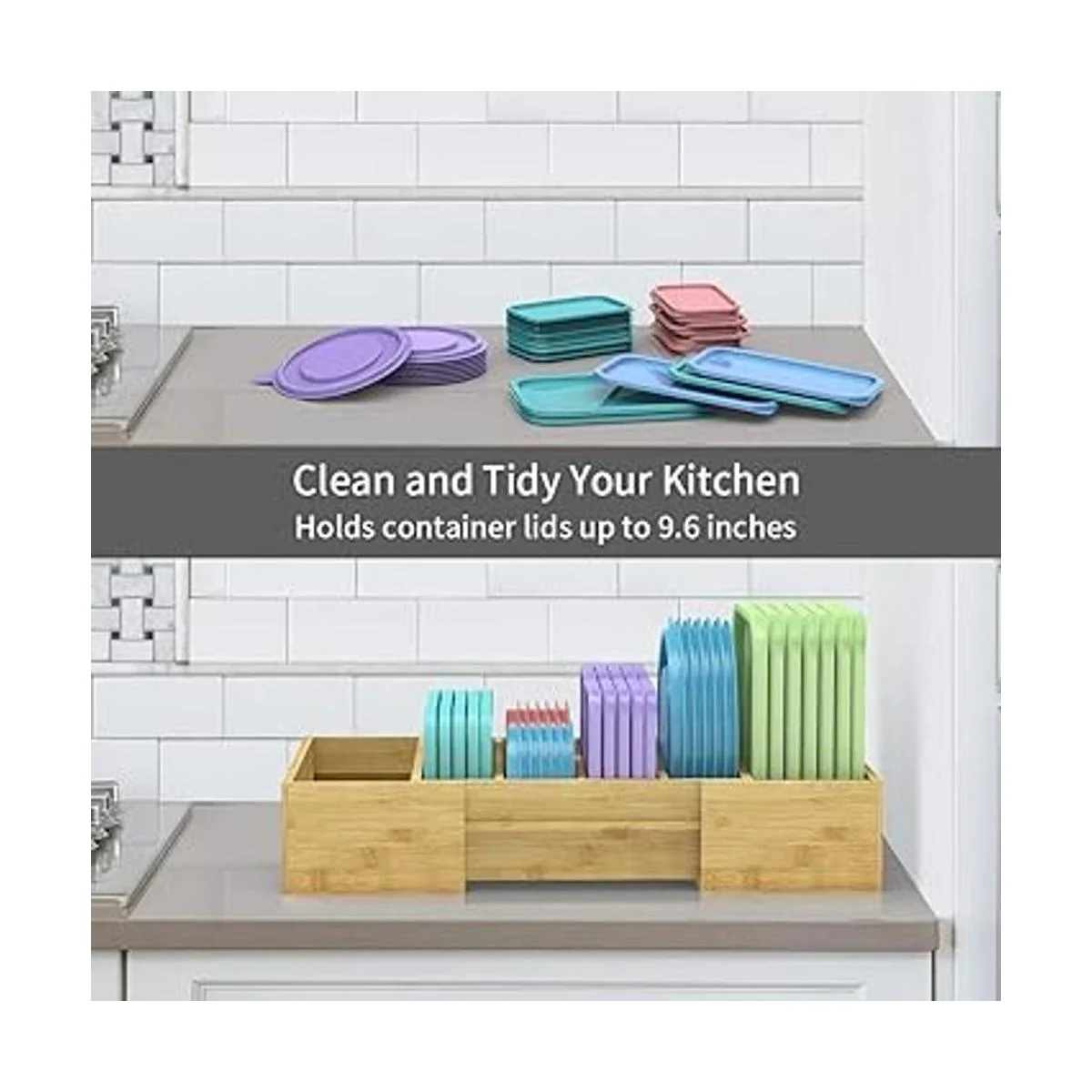 Organizador de tapa de contenedor de alimentos de bambú_4