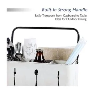 NIKKY HOME Organizador de cubiertos de metal rústico con 4_5