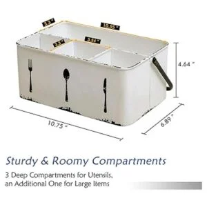 NIKKY HOME Organizador de cubiertos de metal rústico con 4_6