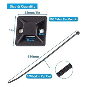 Cable Tie Mounts AdhesiveBacked 1 Inch for Cable_2