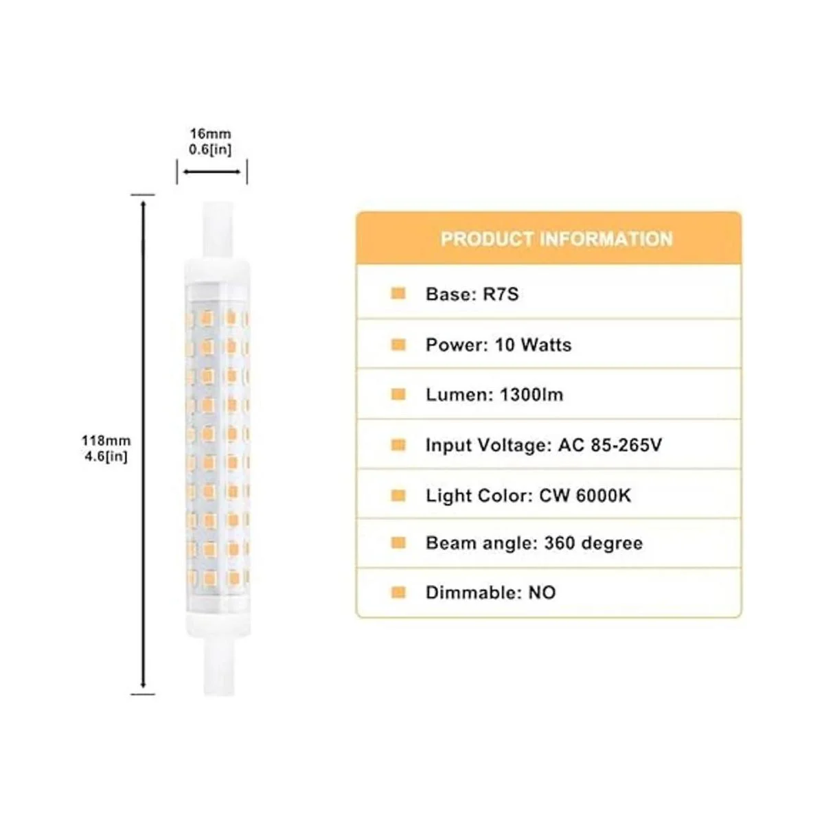 Lustaled R7s Bombilla LED 4.646 in 10 W 1300 lm 6000_3