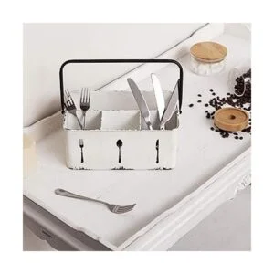 NIKKY HOME Organizador de cubiertos de metal rústico con 4_2