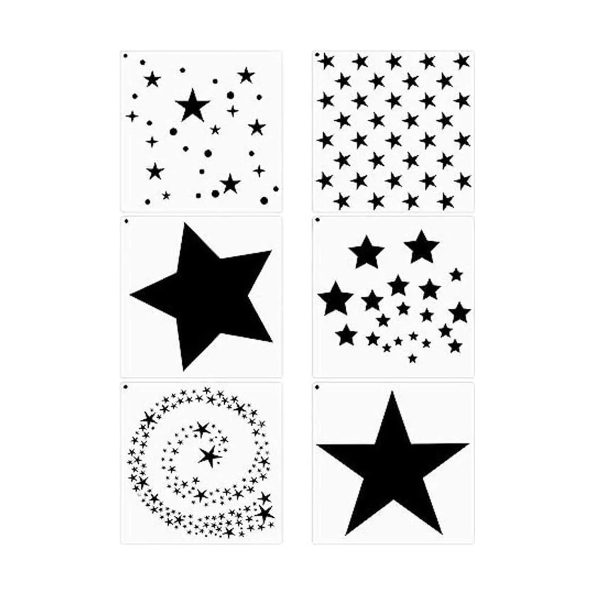 Juego de 6 plantillas de estrella reutilizables con diseño