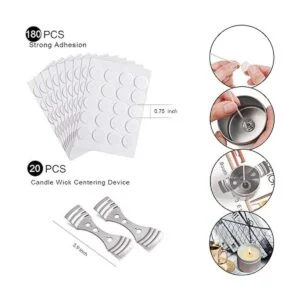 DINGPAI 20 soportes para mecha de vela 180 calcomanías
