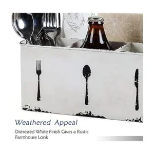 NIKKY HOME Organizador de cubiertos de metal rústico con 4_4