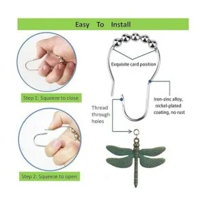 Aimoye Ganchos para cortina de ducha diseño de libélula_4