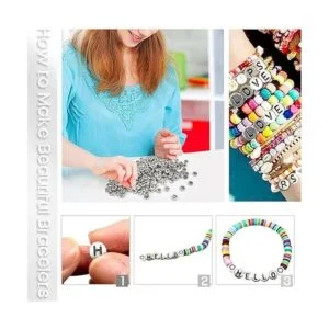 TOAOB 1000pcs Silver Round Letter Beads 4x7mm Acrylic