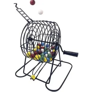 JUNWRROW Juego de bingo de lujo con jaula de bingo de 6_2