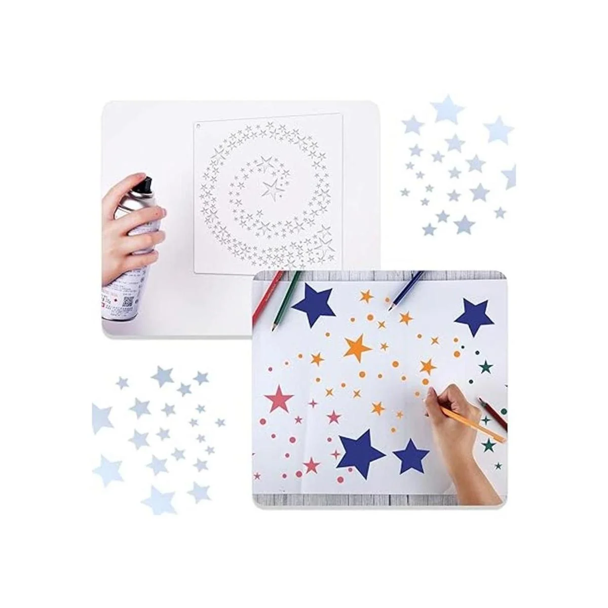 Juego de 6 plantillas de estrella reutilizables con diseño