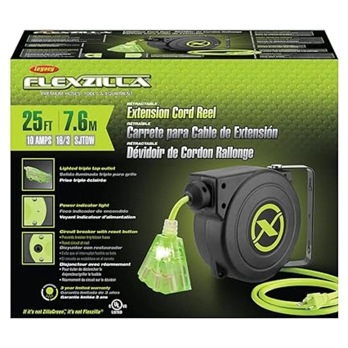 Flexzilla Extensión retráctil 163 AWG 25 carrete de_2
