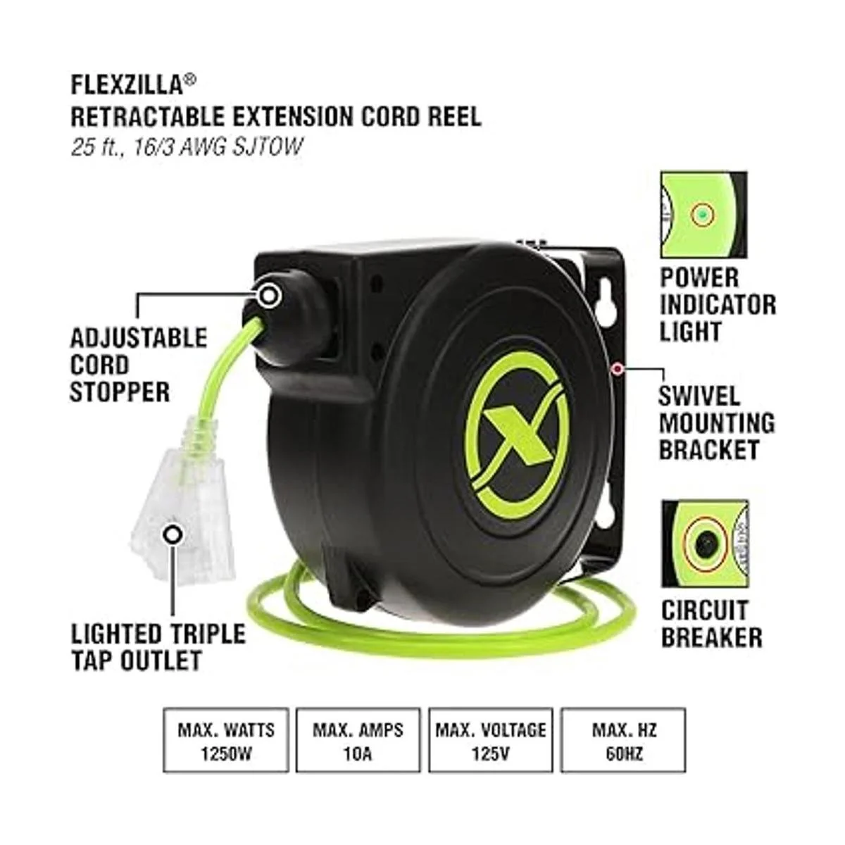 Flexzilla Extensión retráctil 163 AWG 25 carrete de_3