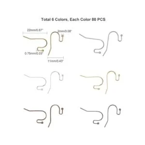 PH PandaHall 480 ganchos de aretes franceses de 6 colores
