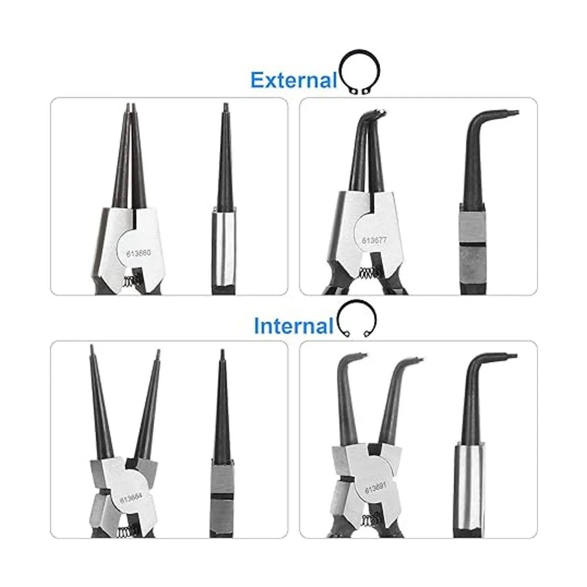Paquete de 4 alicates de anillo a presión de 7 pulgadas