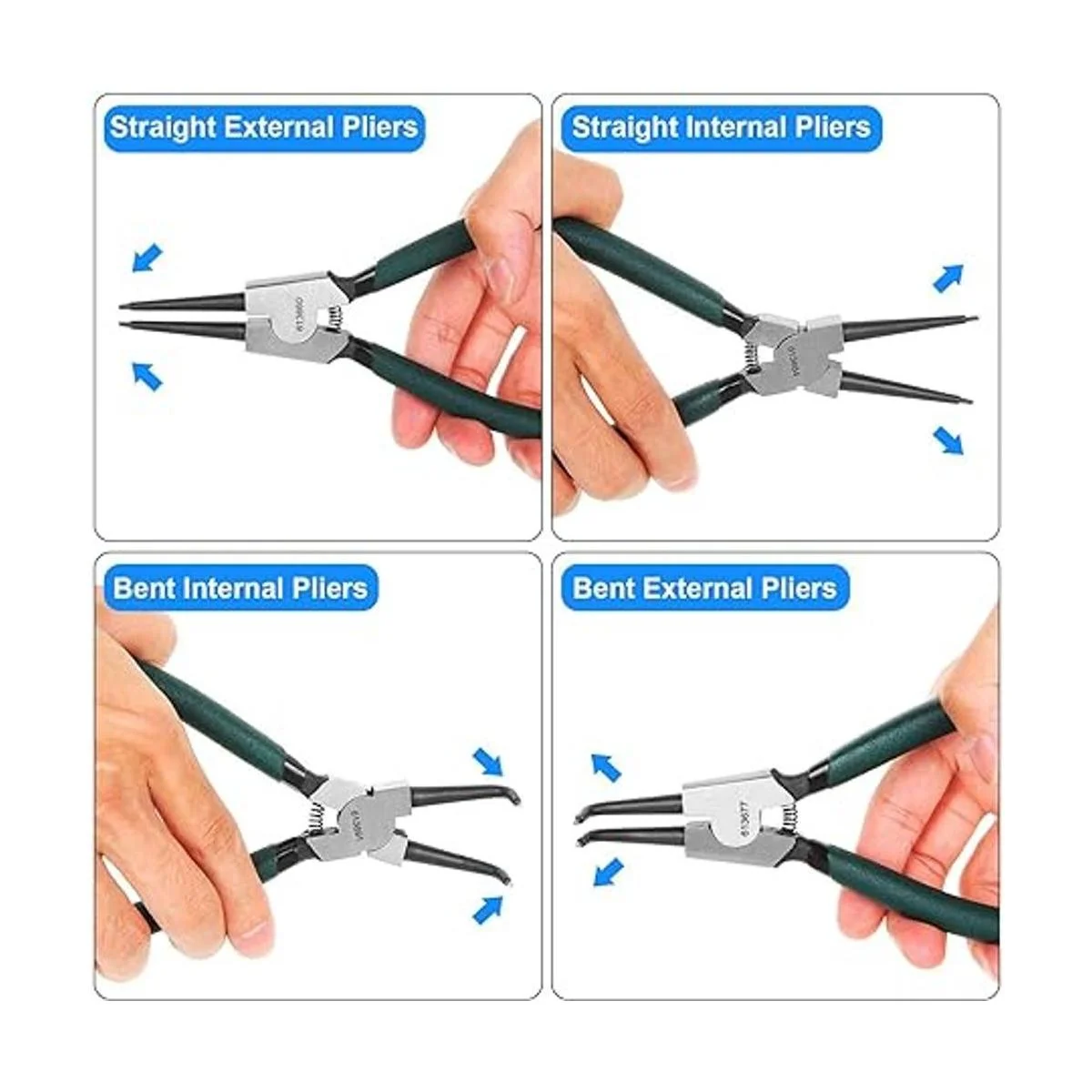 Paquete de 4 alicates de anillo a presión de 7 pulgadas