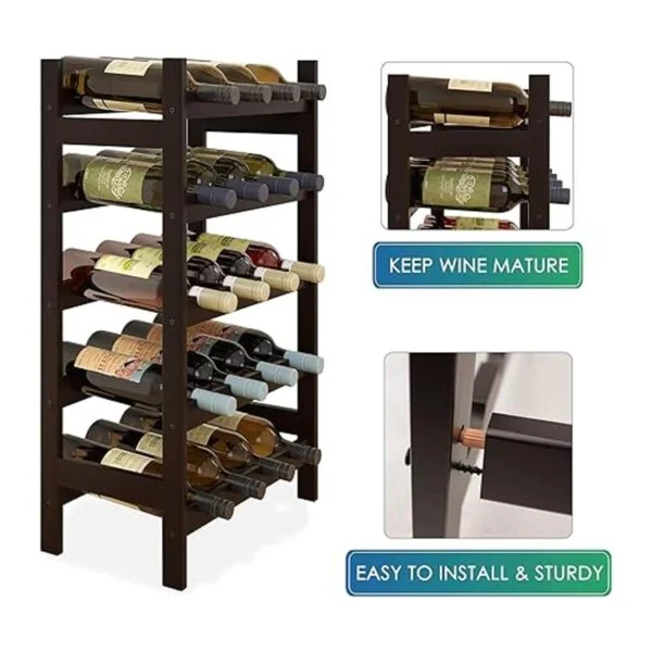 SMIBUY Estante para vino de bambú soporte para 20_6
