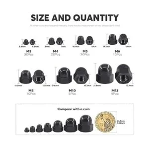 Mardatt Juego de 100 tuercas hexagonales de 7 tamaños kit_2