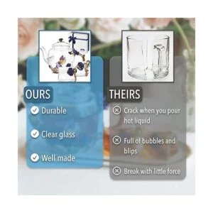 BTaT Juego de té de vidrio pequeño 2 tazas elegantes