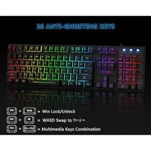 Teclado para juegos y auriculares con micrófono Combo USB