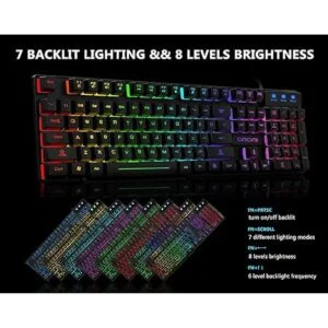 Teclado para juegos y auriculares con micrófono Combo USB