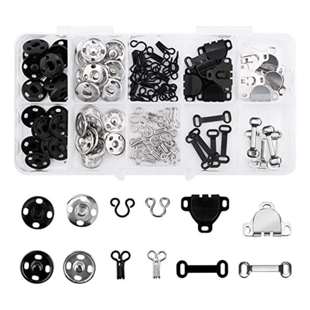 LUTER Juego de 100 ganchos para falda broches para coser_1