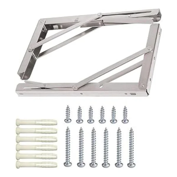 2 soportes plegables para estante montado en la pared de_4