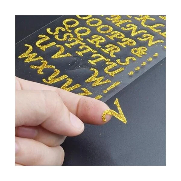 Pegatinas para letras 8 hojas con purpurina y letras del