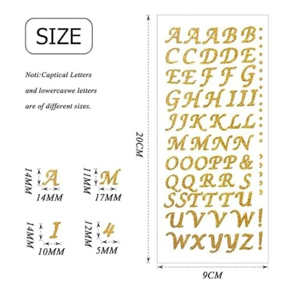 Pegatinas para letras 8 hojas con purpurina y letras del