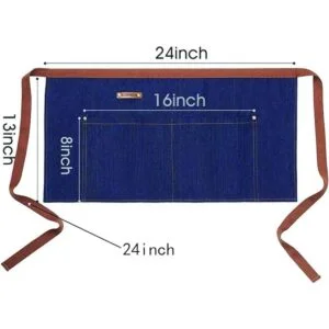2 Pack Blue Waist Denim Aprons for Home and KitchenChef