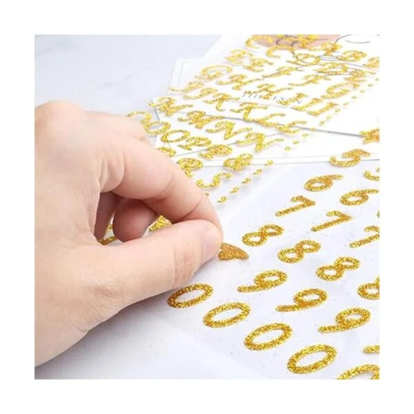 Pegatinas para letras 8 hojas con purpurina y letras del