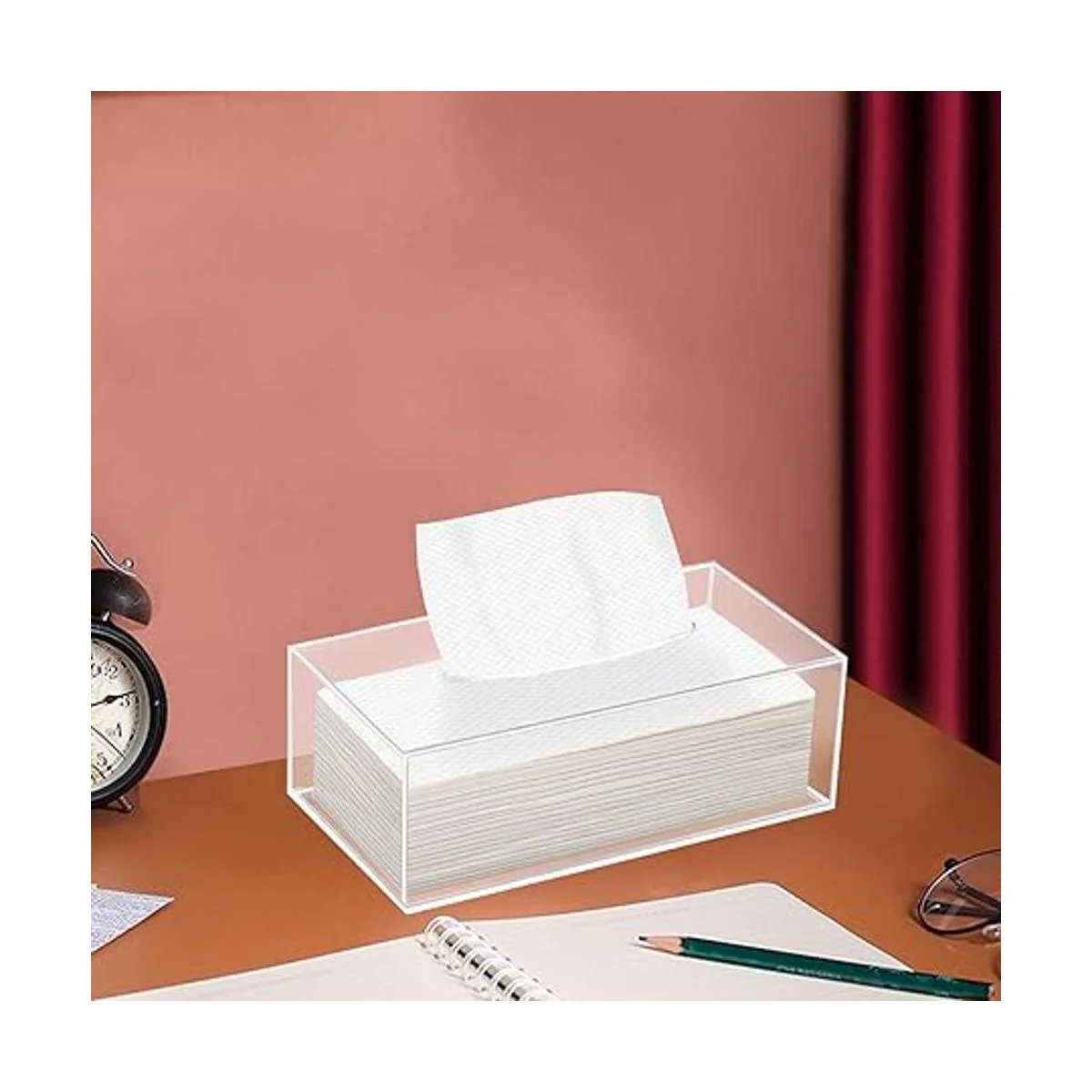 Phineoly Caja de pañuelos acrílicos transparentes soporte