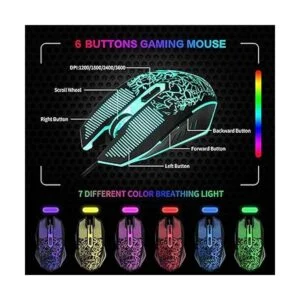 CHONCHOW Paquete de auriculares con teclado LED para