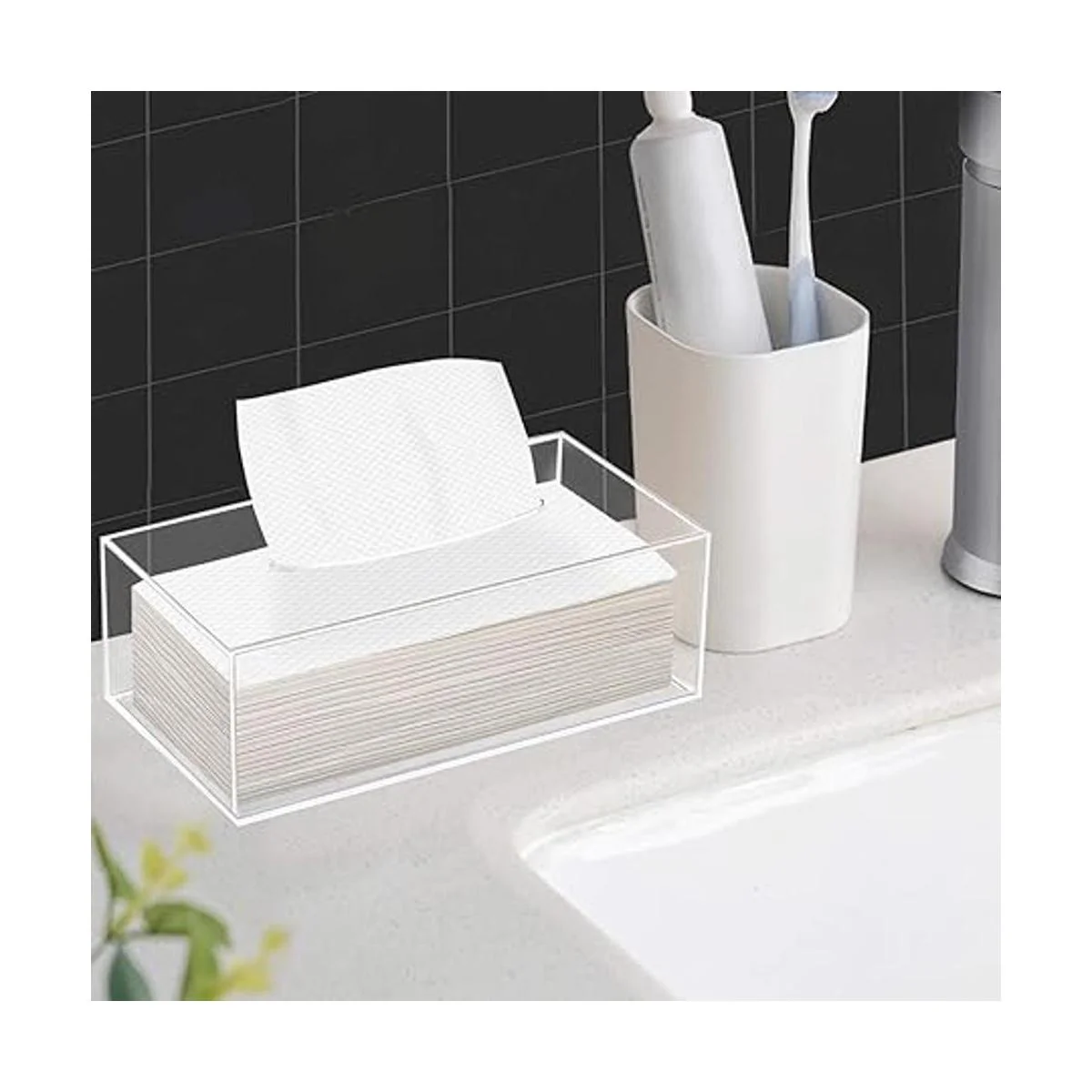 Phineoly Caja de pañuelos acrílicos transparentes soporte