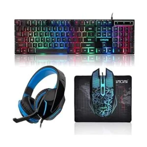 CHONCHOW Paquete de auriculares con teclado LED para