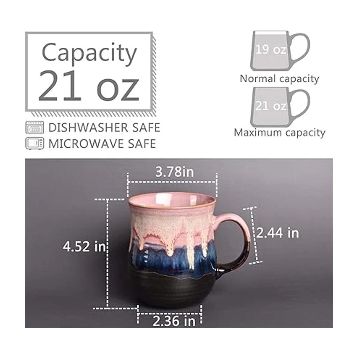 Bosmarlin Taza de café grande de cerámica taza de té_2