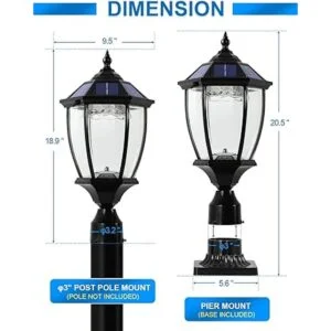 GYDZ Luces solares de poste para exteriores lámpara solar_6