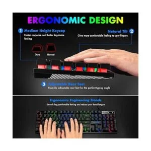 CHONCHOW Paquete de auriculares con teclado LED para