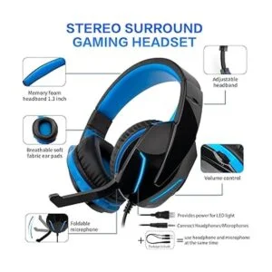 CHONCHOW Paquete de auriculares con teclado LED para