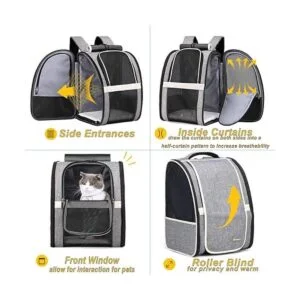 Texsens Mochila de transporte para mascotas con persiana_3