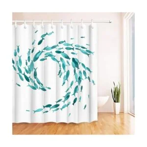RnnJoile Juego de cortinas de ducha con diseño de peces de_2