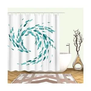 RnnJoile Juego de cortinas de ducha con diseño de peces de_3
