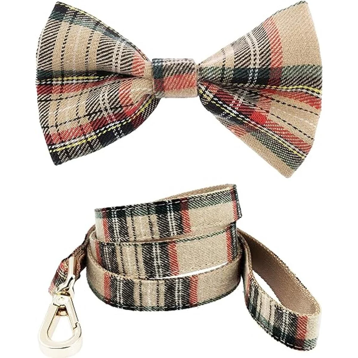 Juego de collar y correa para perro escoceses de tartán