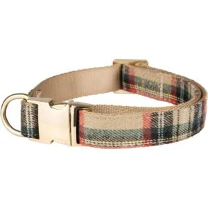 Juego de collar y correa para perro escoceses de tartán